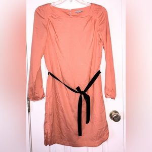 Vintage Sm Coral/pink/Flowy/Shift/Belt/3/4 sleeve/party/cute/Office/spring